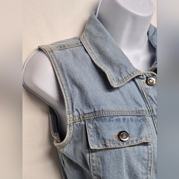 Sincerely Jules S Denim Dress Belted 100% Cotton India Button Down Pockets - Picture 2 of 4
